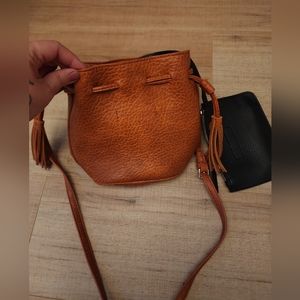 Faux leather cinch bag